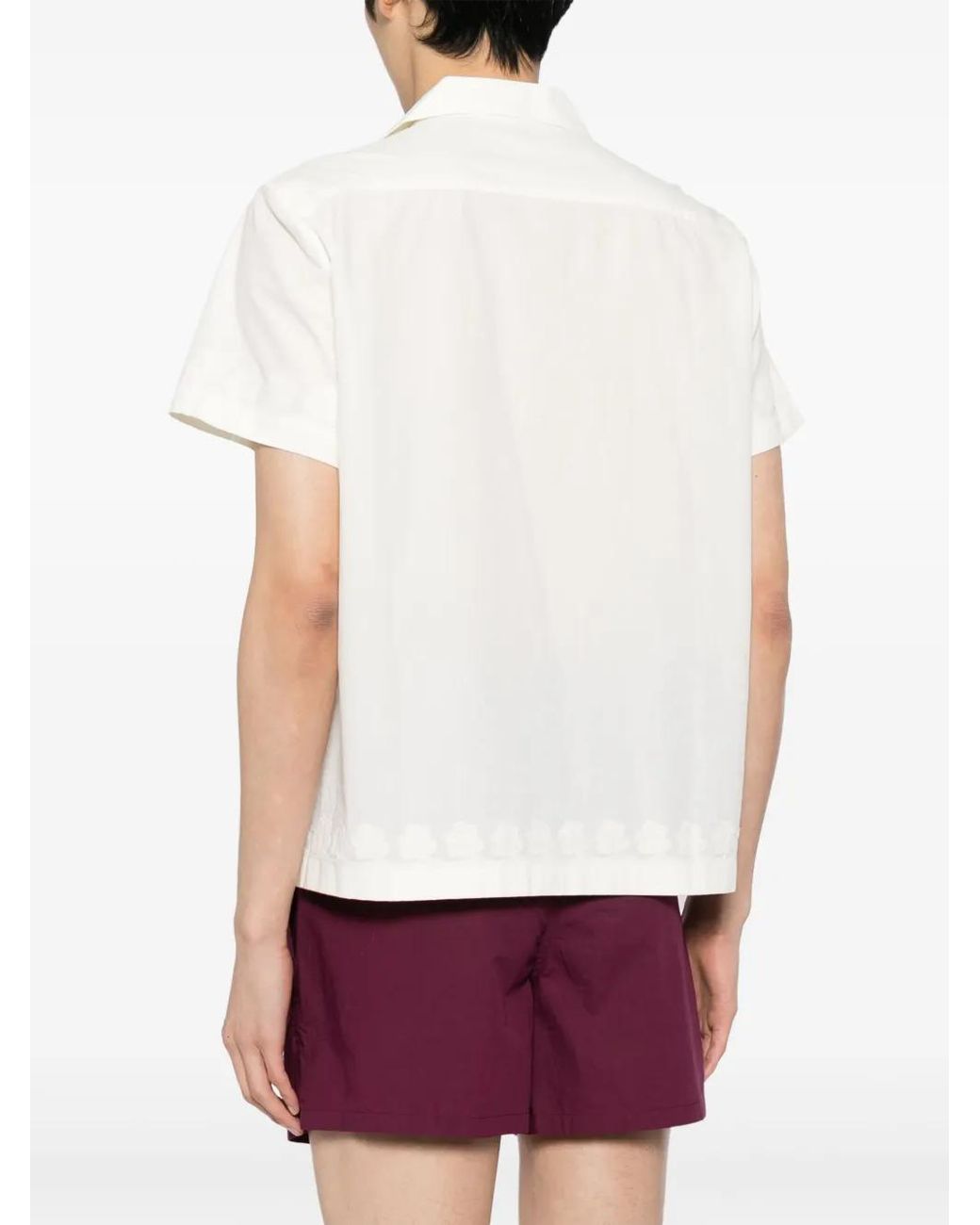 Bode White Embroidered Short-Sleeve Shirt for men