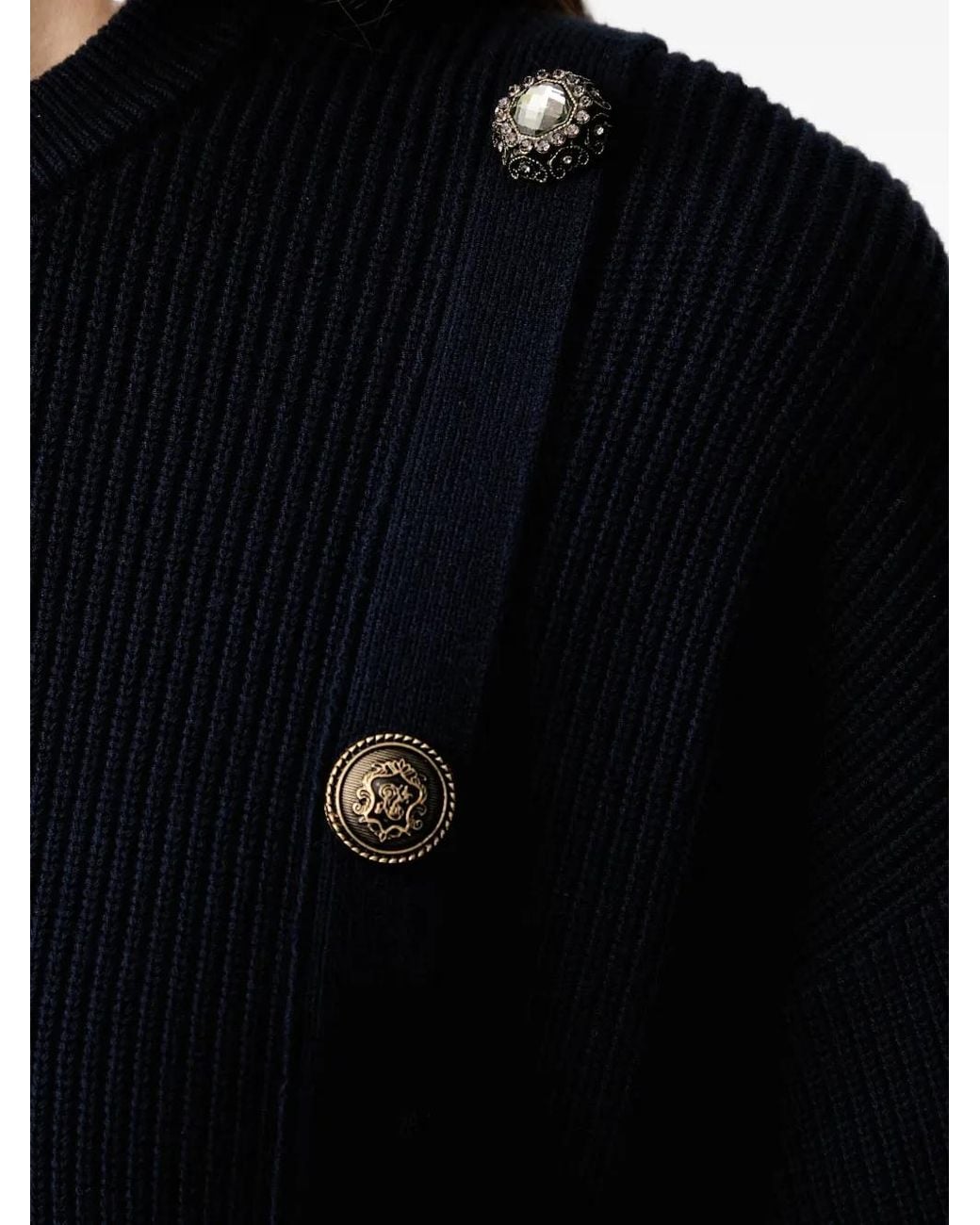 Liu Jo Blue Knit Dress With Jewel Buttons