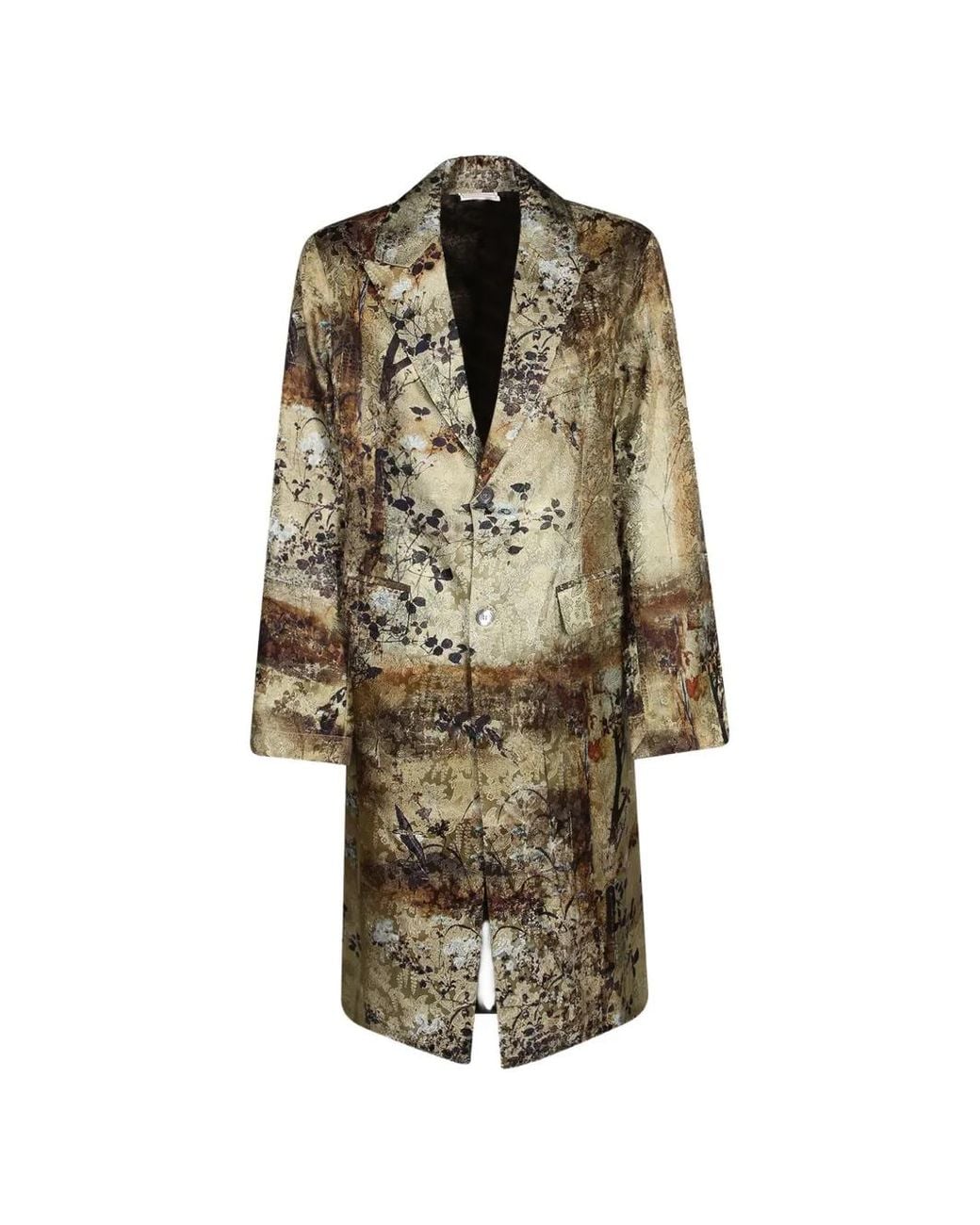 Pierre Louis Mascia Natural Floral-Print Jacquard Coat