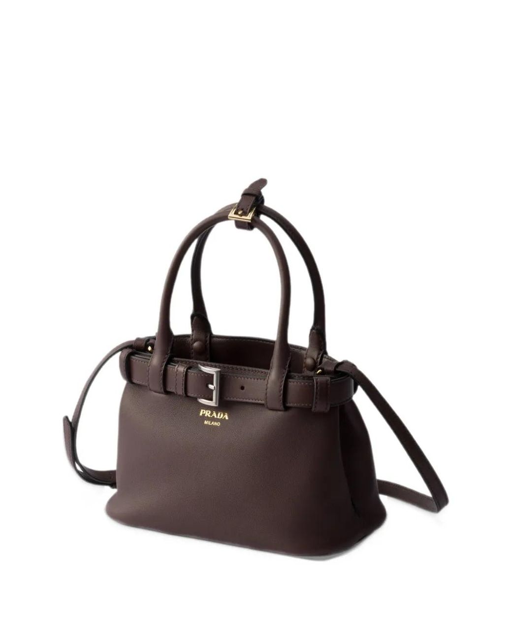 Prada Purple Buckle Small Leather Bag With Belt