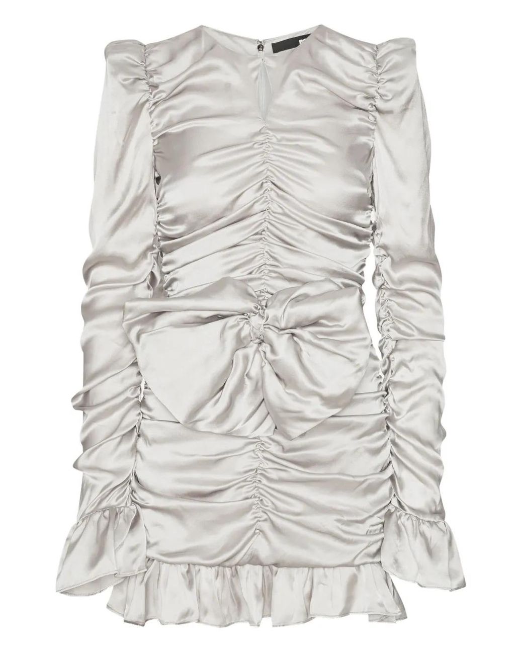ROTATE BIRGER CHRISTENSEN Gray Bow Ruffled Mini Dress