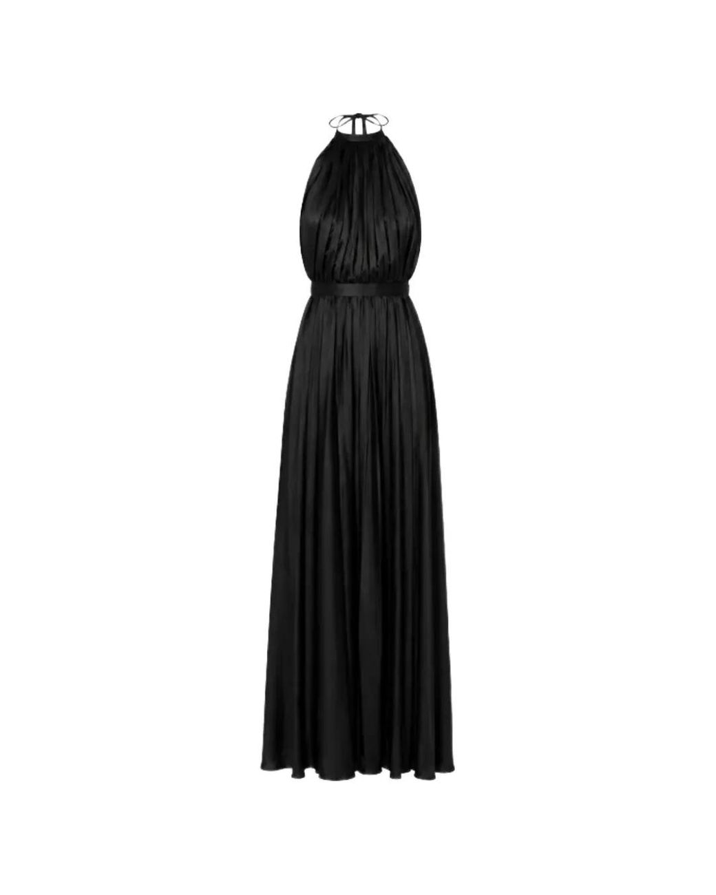 Raquel Diniz Black Giorgia Pleated Halterneck Maxi Dress