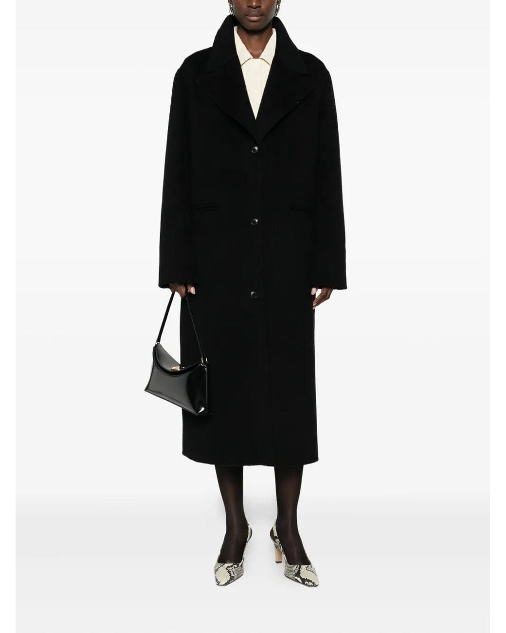 Loulou de Saison Black Buttoned Wool Coat