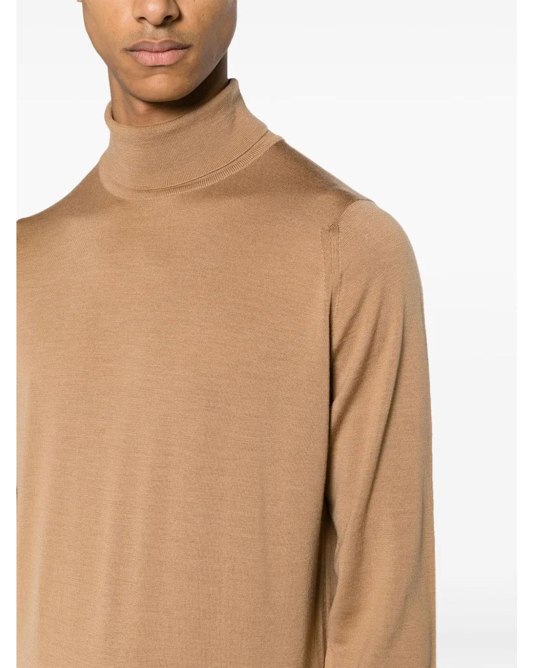 John Smedley Brown Fine-Knit Wool Roll-Neck Jumper for men