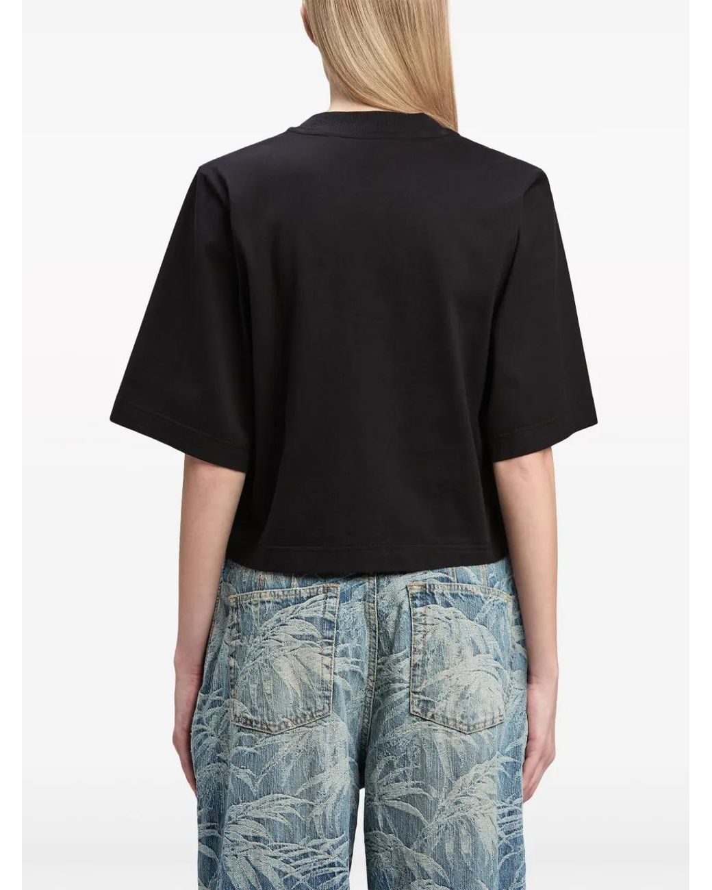 Palm Angels Black Palms Pencil Cotton Cropped Top