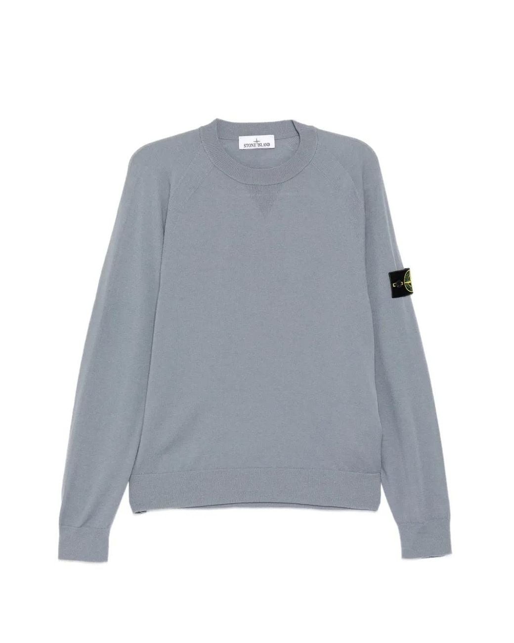 Stone Island Gray Logo-Patch Raglan-Sleeve Sweater for men