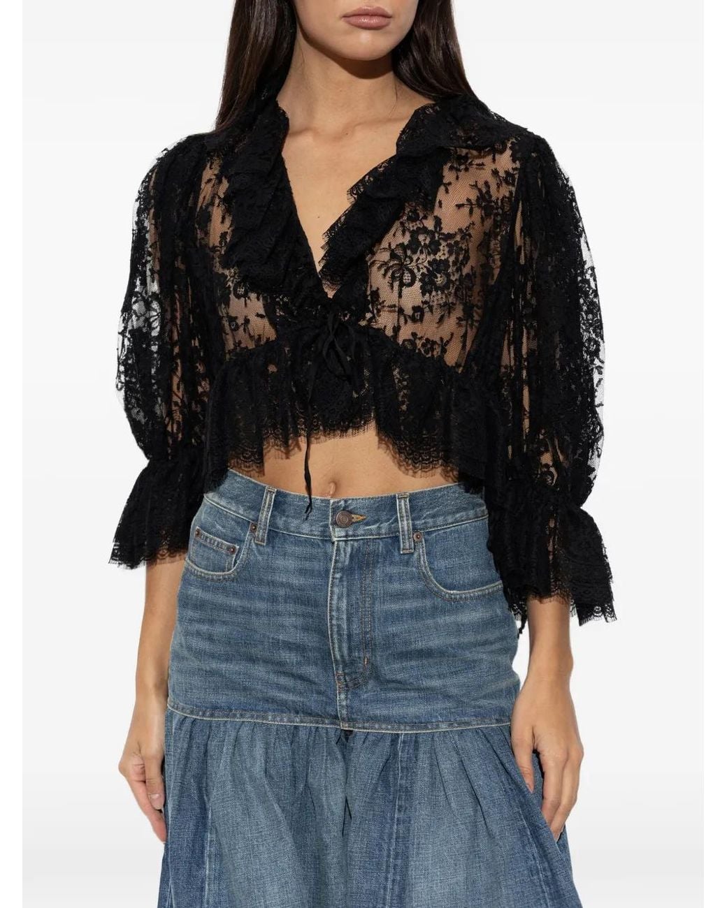 Chloé Black Ruffled Blouse