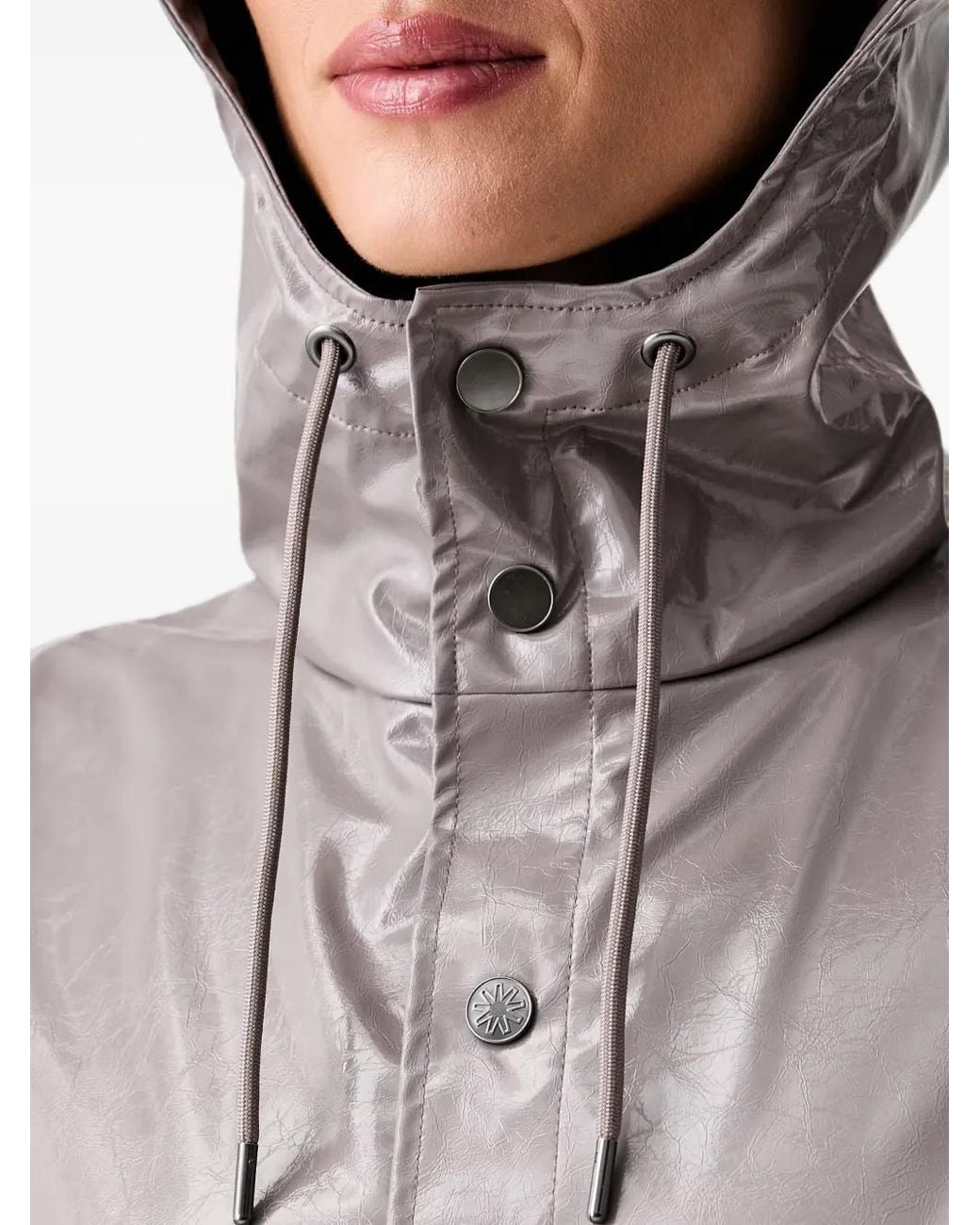 Rains Gray Hooded Gloss-Effect Raincoat
