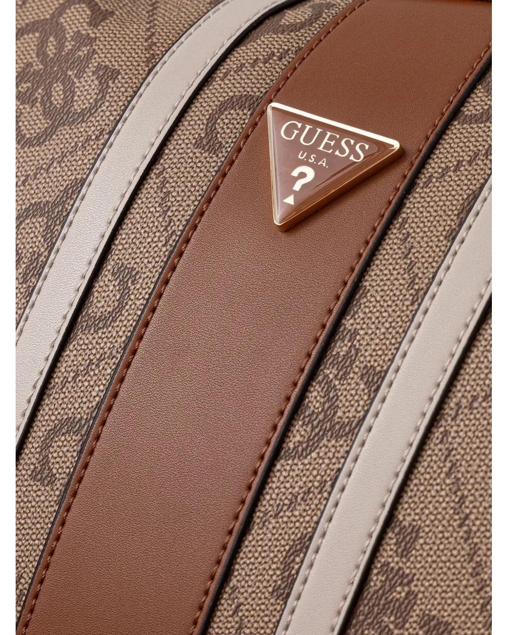 Guess Brown Monogram-Pattern Laptop Bag