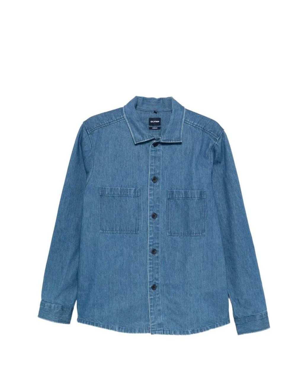 Olymp Blue Patch-Pocket Denim Shirt for men