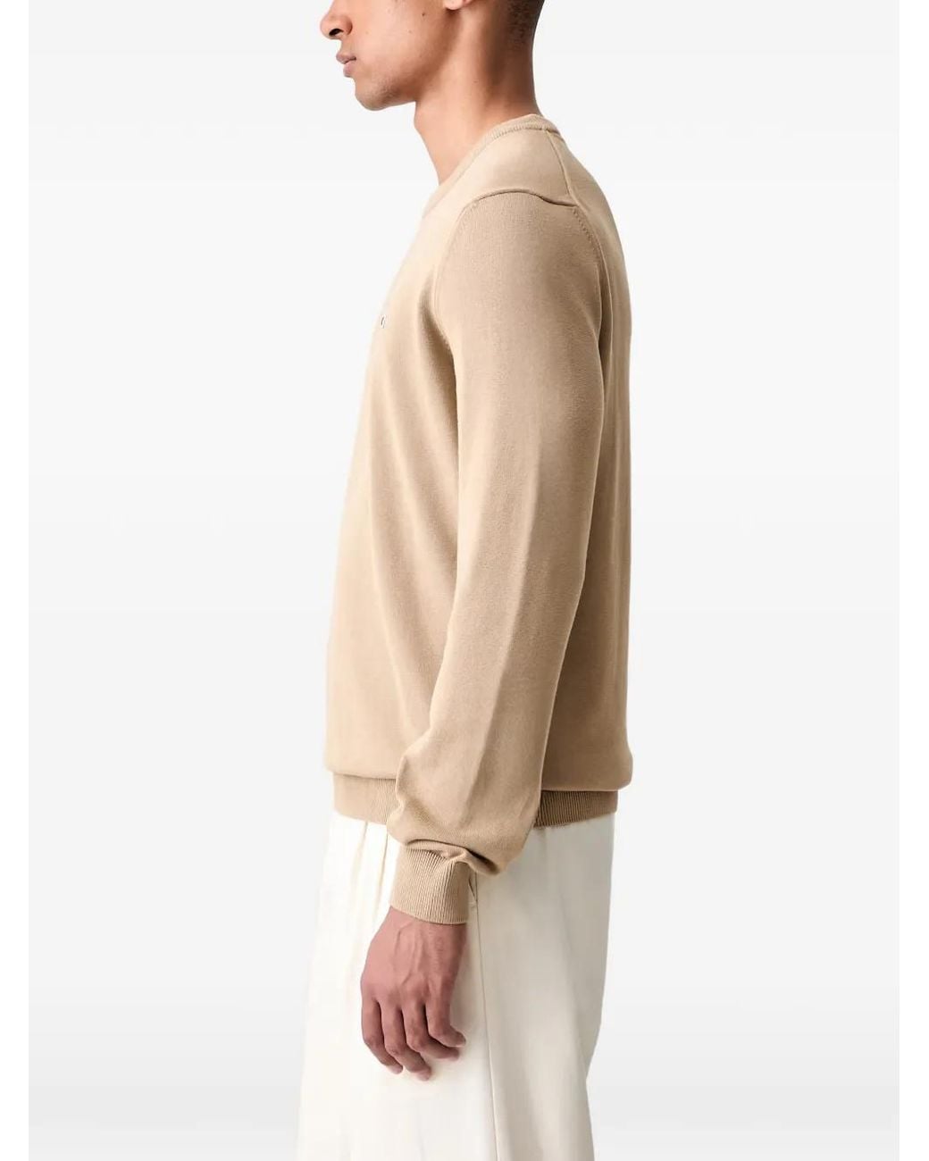 Lacoste Natural Logo-Patch Crew-Neck Sweater for men