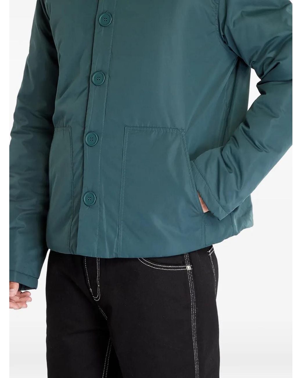 Urban Classics Green Button-Up Patch-Pocket Jacket for men