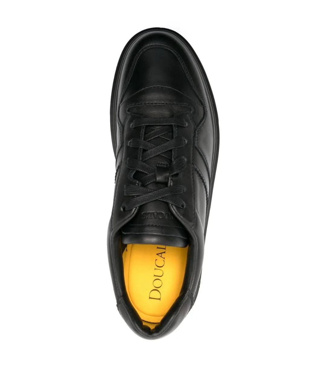 Doucal's Black Logo-Debossed Leather Sneakers for men