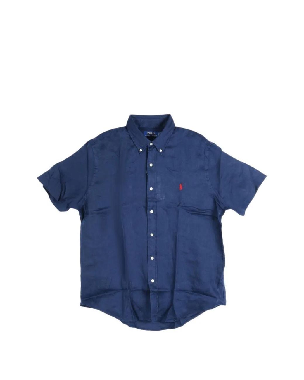 Polo Ralph Lauren Blue Embroidered-Logo Button-Down Shirt for men
