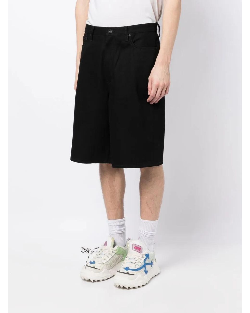 Off-White c/o Virgil Abloh Black Logo-Print Knee-Length Shorts for men