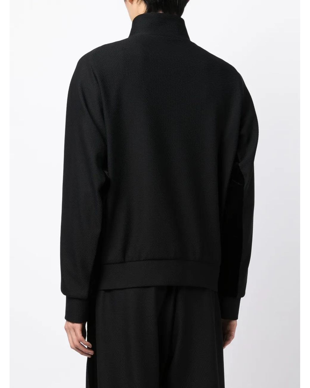 Giorgio Armani Black Logo-Embroidered Zip-Up Jacket for men
