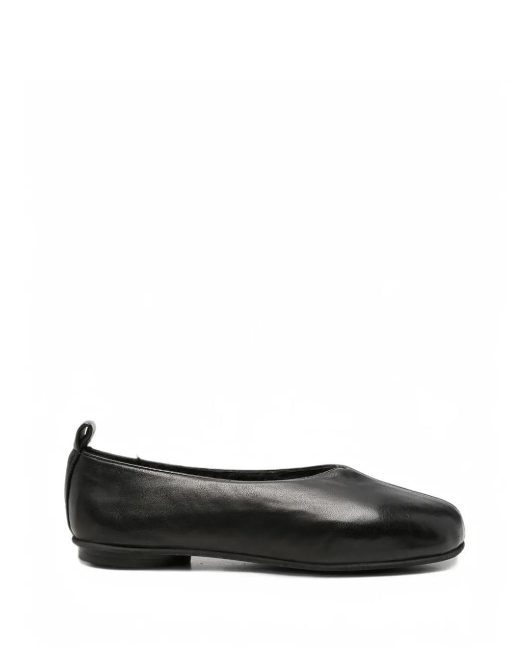 Liska Black Slip-On Leather Ballet Flats