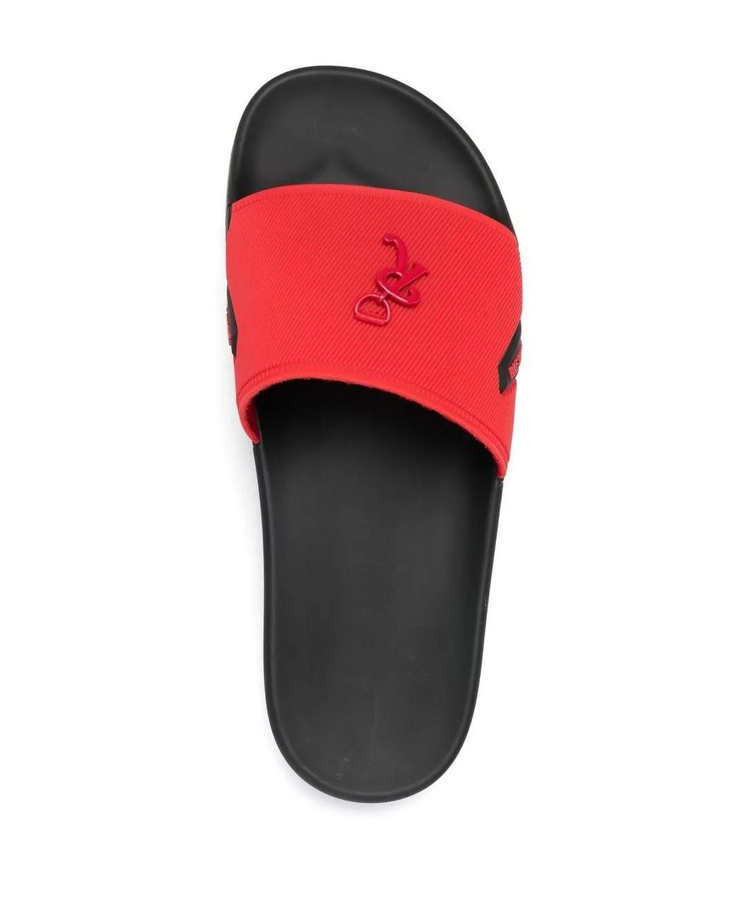 Raf Simons Red Embossed-Logo Sliders