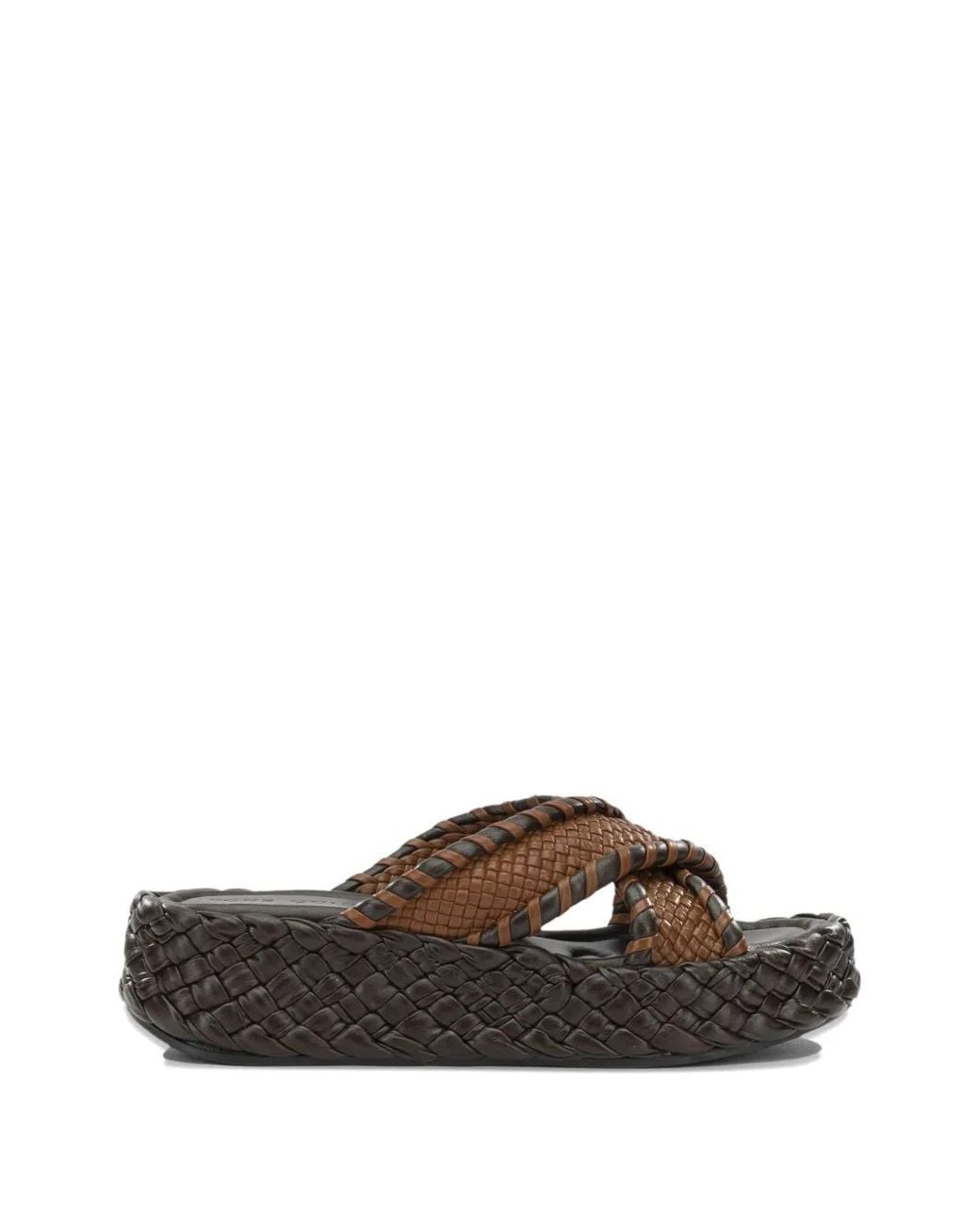 Toni Pons Brown Claquettes À Brides Croisées Tressées