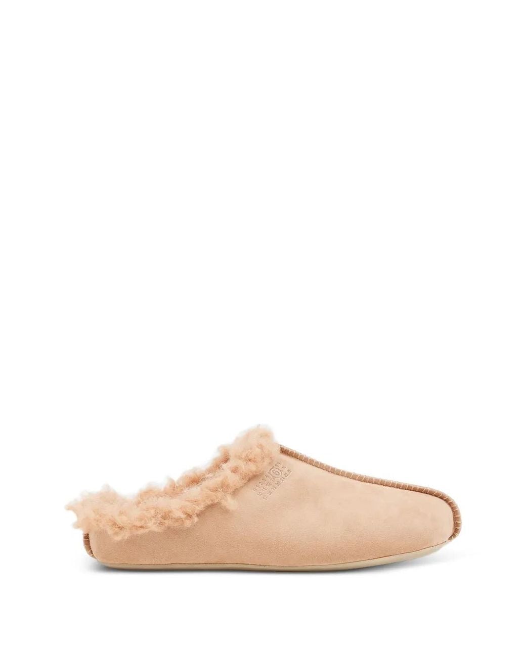 MM6 by Maison Margiela Natural Numeric Shearling-Trim Suede Mules