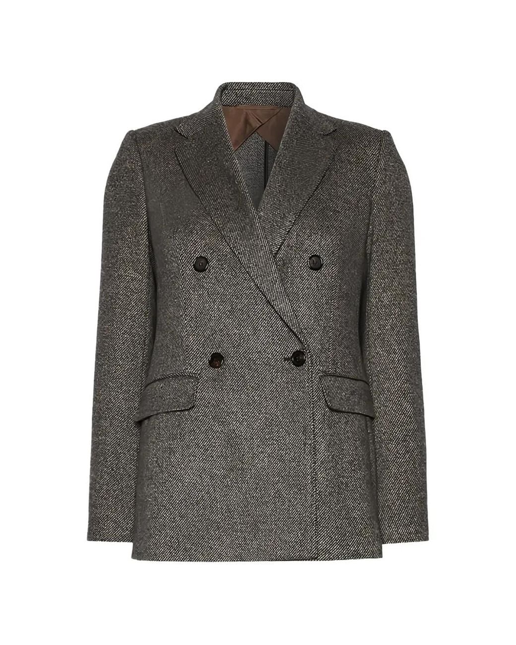 Max Mara Gray Cresta Double-Breasted Blazer