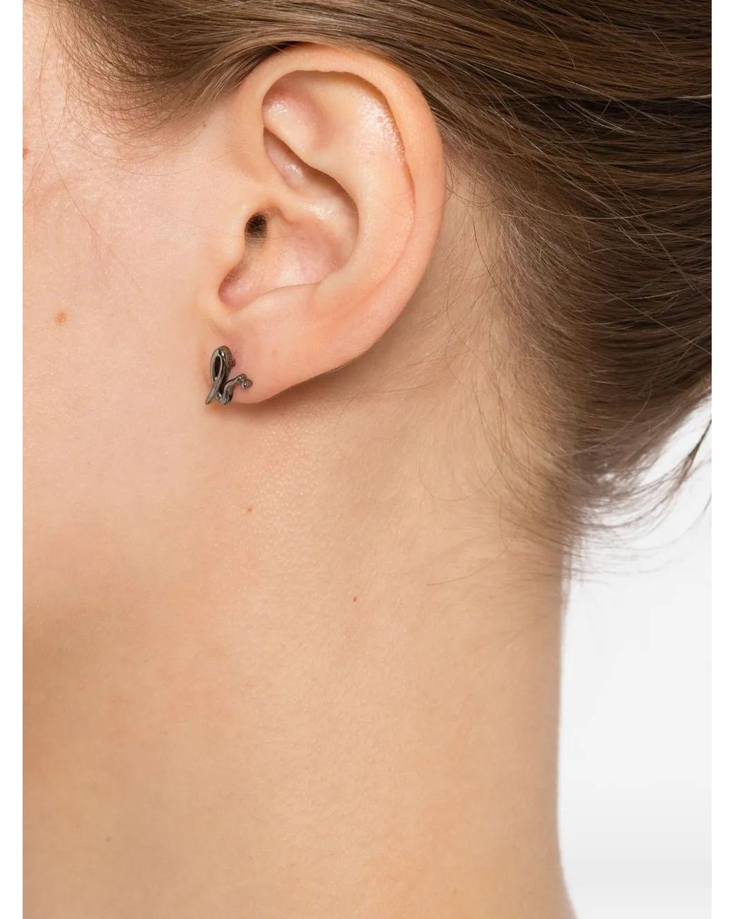 Agnes B. Metallic Logo Earring