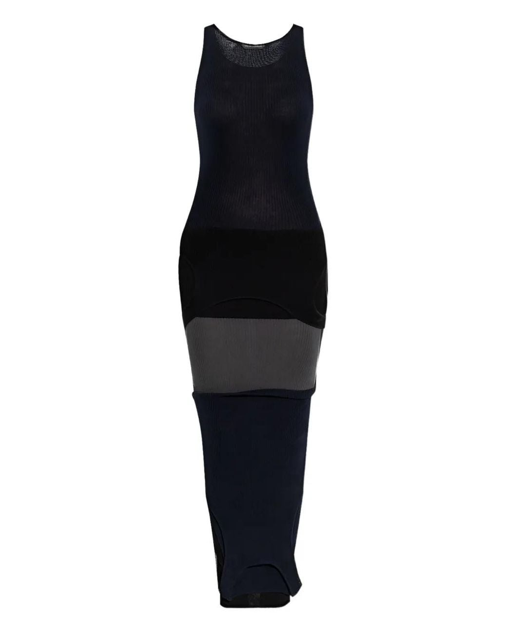Balenciaga Black Ribbed Layered Dress