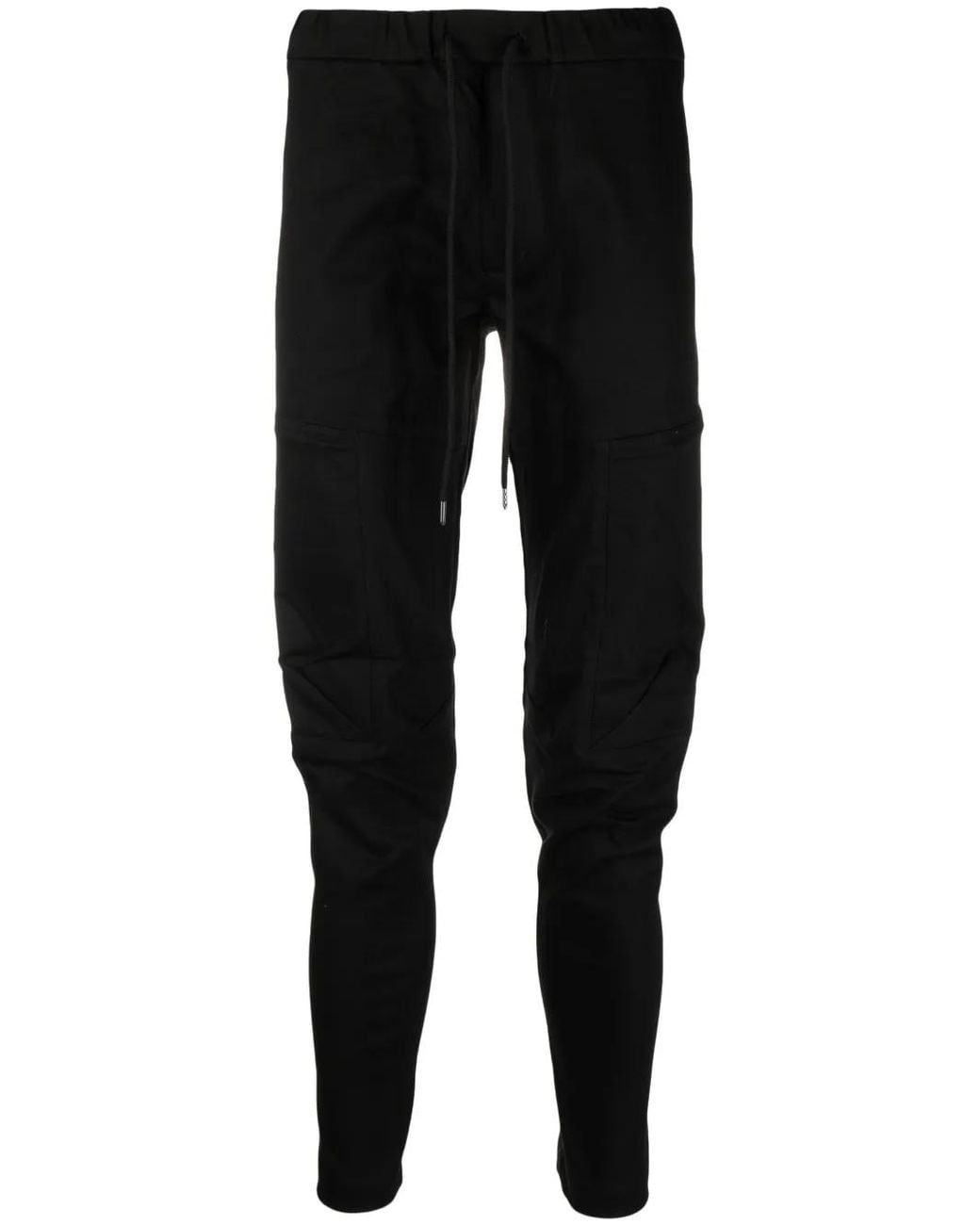 Attachment Black Drawstring-Waist Slim-Cut Trousers for men