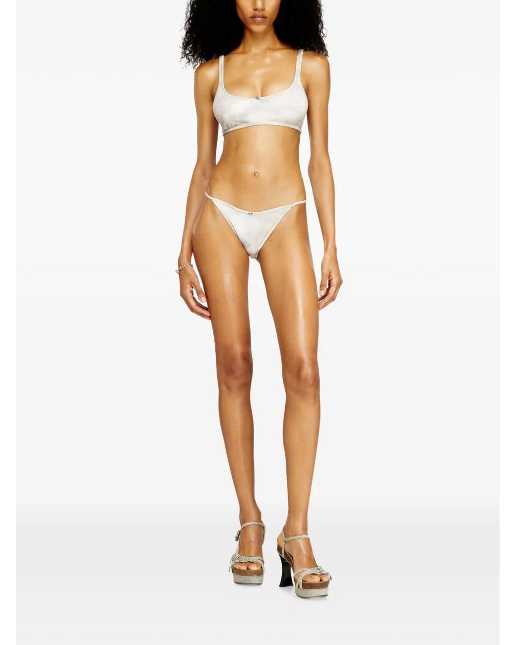 DIESEL White Oval D Bikini Top
