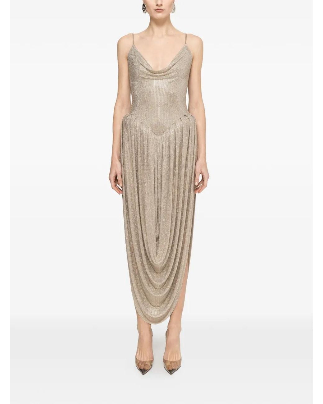 Nissa Natural Exaggerated Hip Maxi Dress