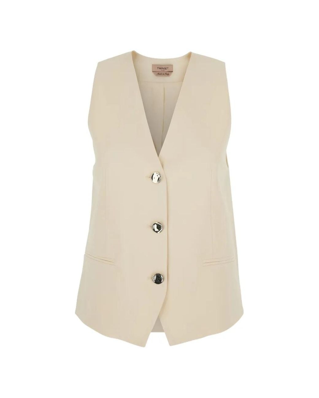 Twinset Natural Buttoned V-Neck Gilet