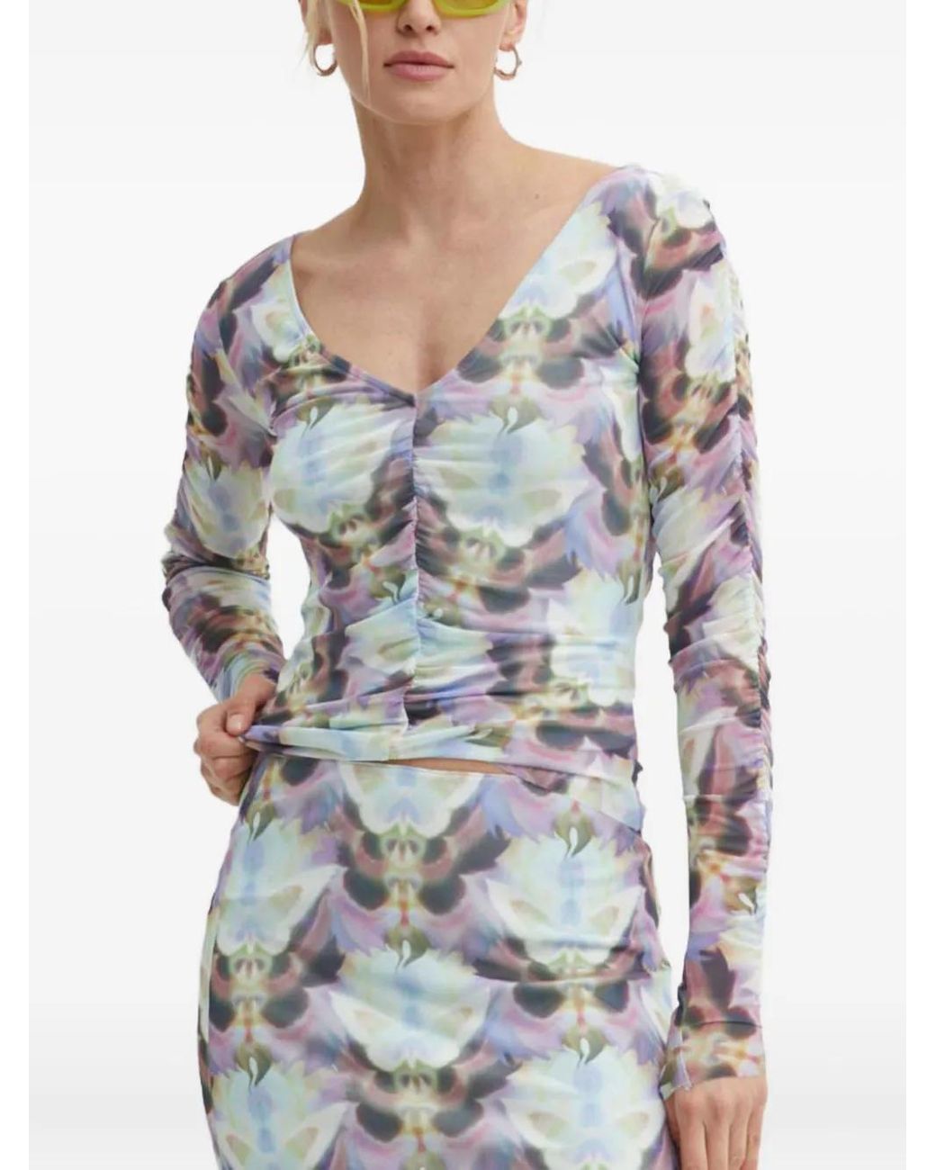 Résumé Gray Ruched Long-Sleeve Top