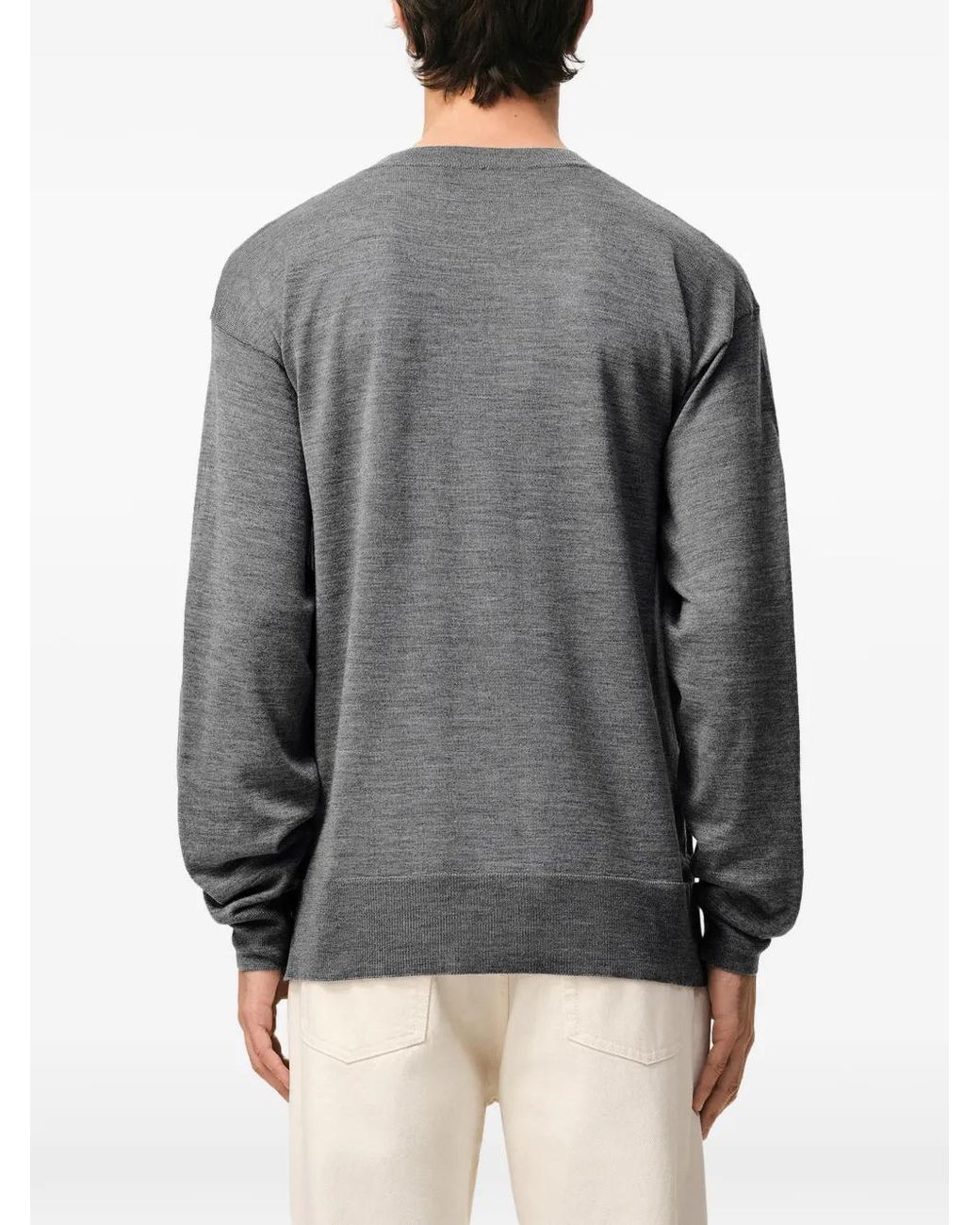AMI Gray Wool Silk Crewneck Sweater Adc