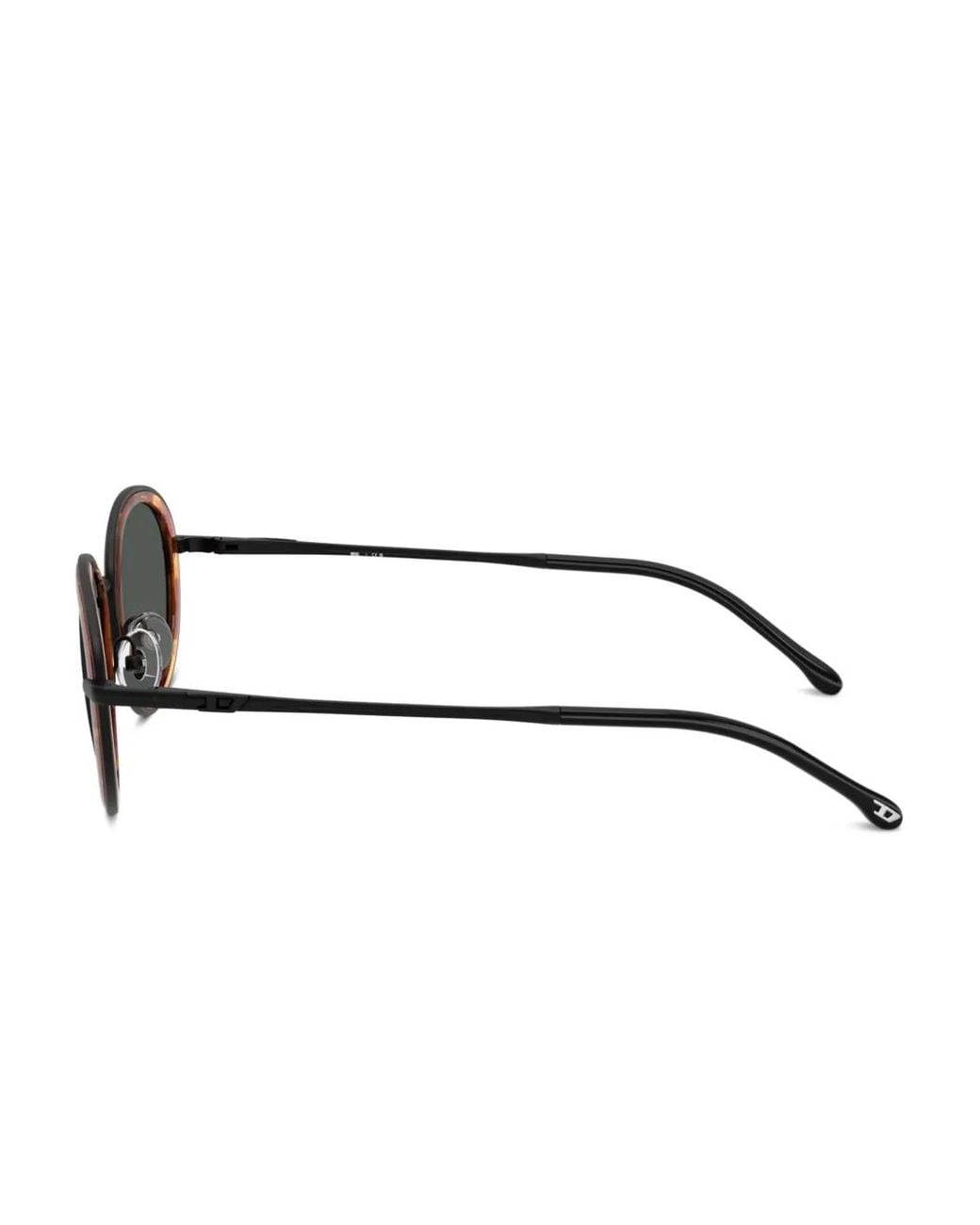 DIESEL Black Tortoiseshell-Effect Oval-Frame Sunglasses