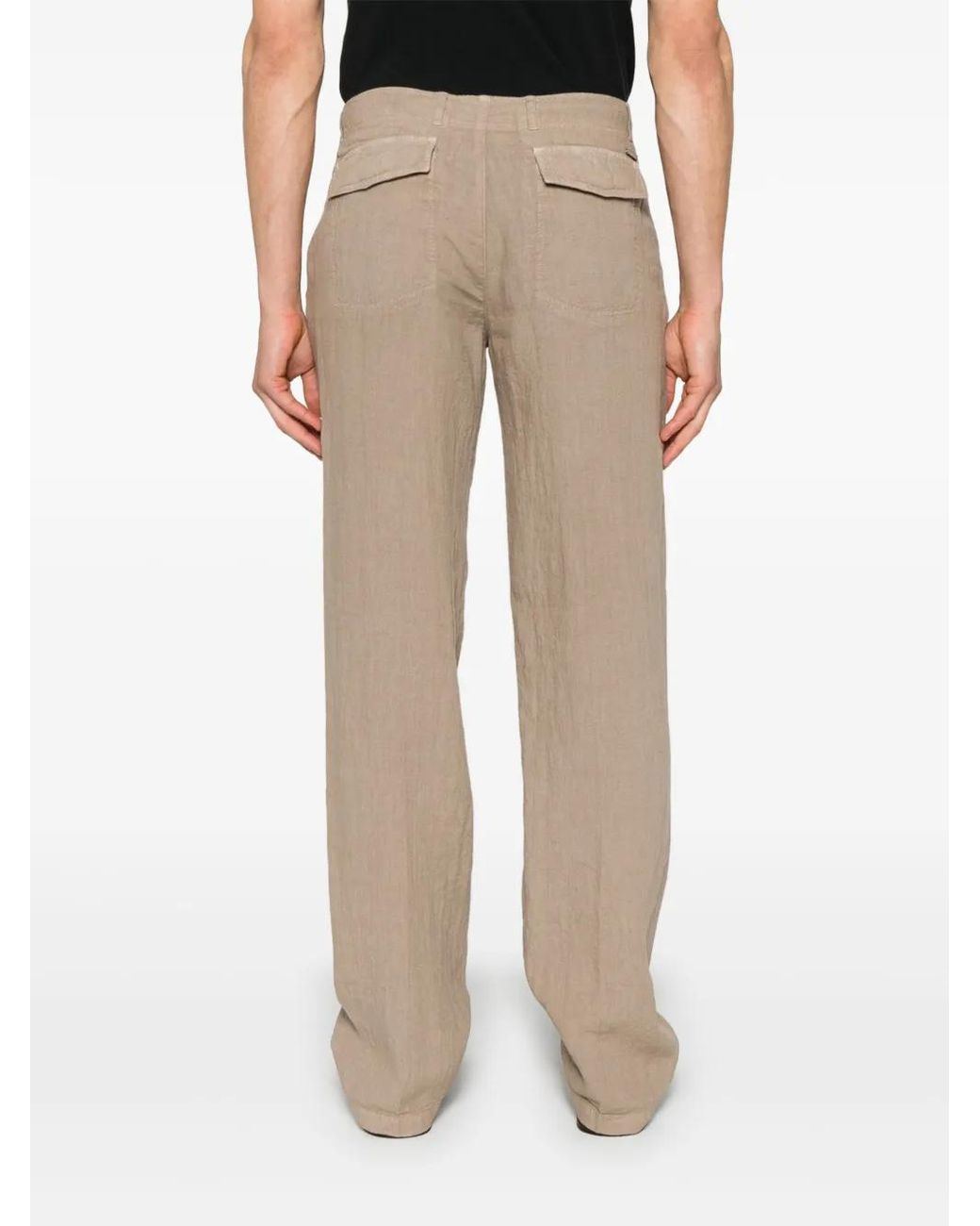 Corneliani Natural Linen Tapered-Leg Trousers for men