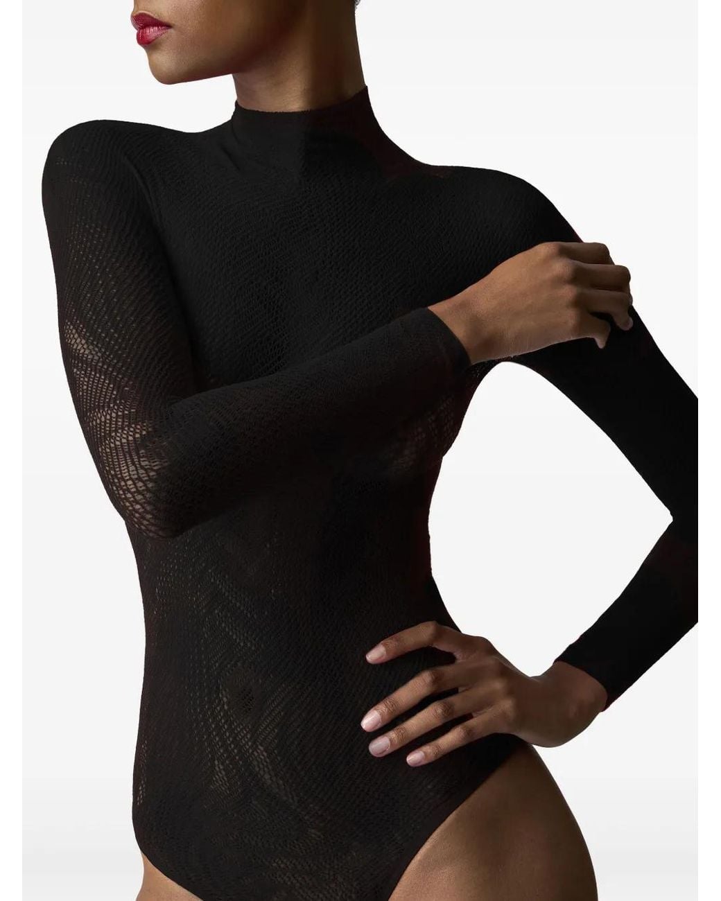 Wolford Black Snake Lace Bodysuit