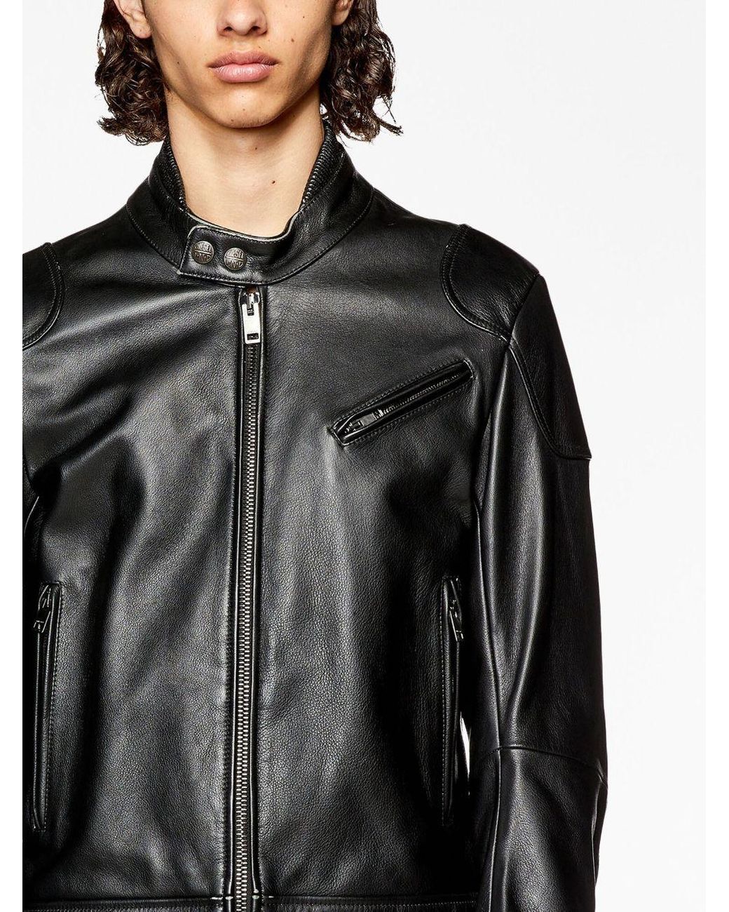 DIESEL 'L-Hein' Leather Jacket in Black for Men | Lyst