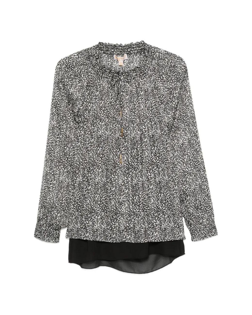 Michael Kors Gray Tie-Fastening Blouse