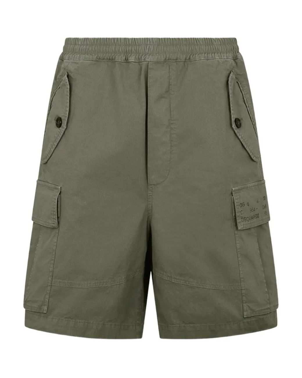 DSquared² Green Ripstop Elasticated Side Flap Shorts for men