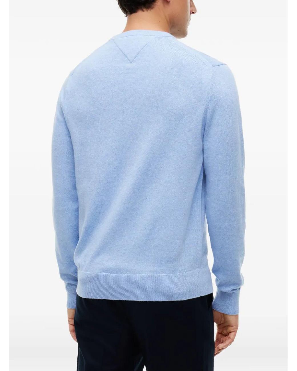 Tommy Hilfiger Blue Logo-Embroidered Crew-Neck Sweater for men