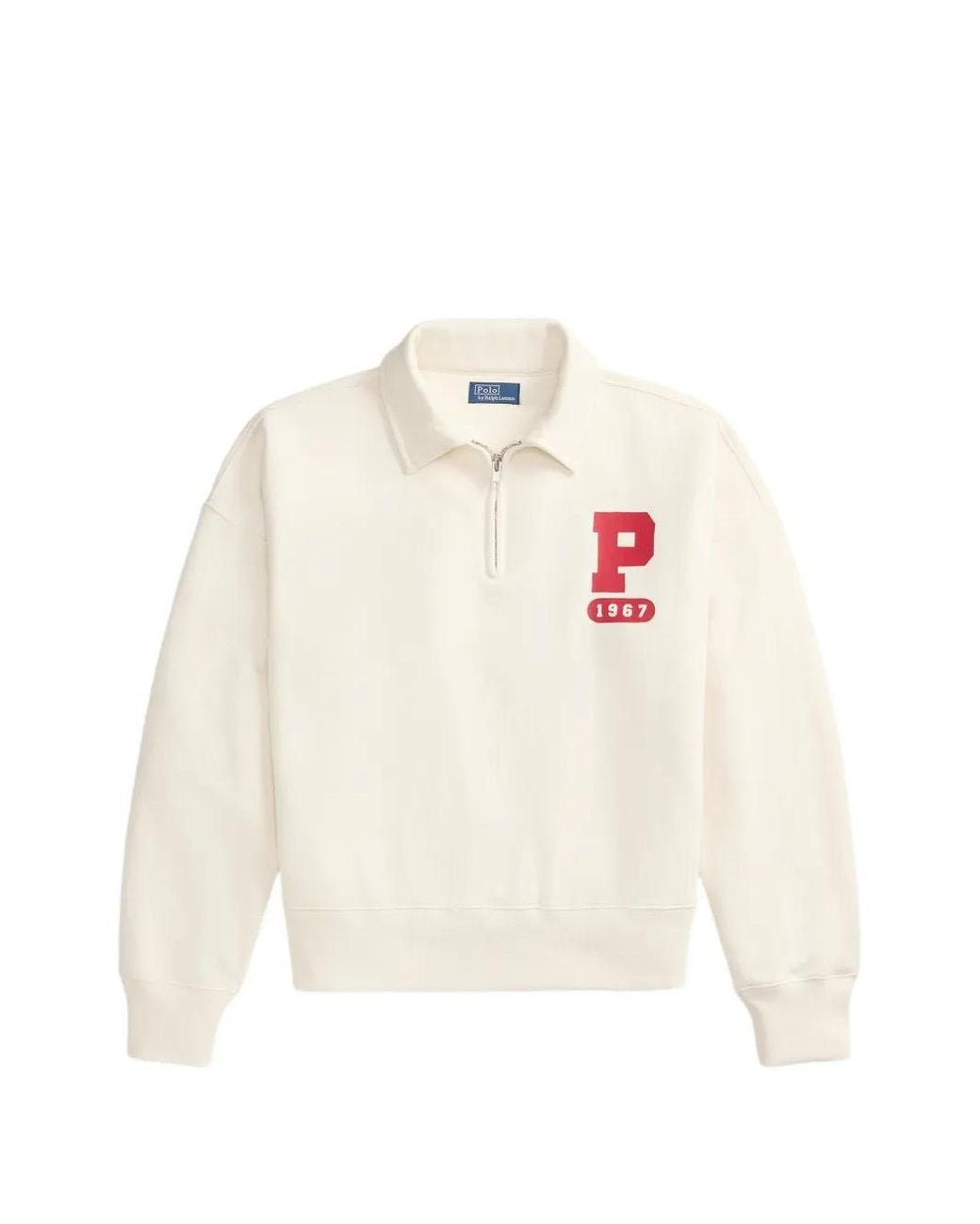 Polo Ralph Lauren White Half-Zip Logo-Print Polo Top