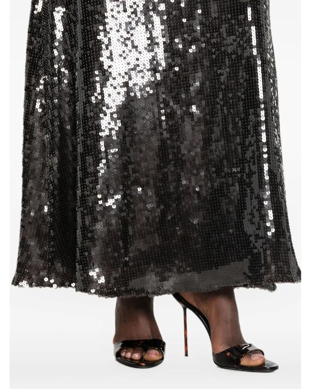 ROTATE BIRGER CHRISTENSEN Black Sequins Maxi Dress