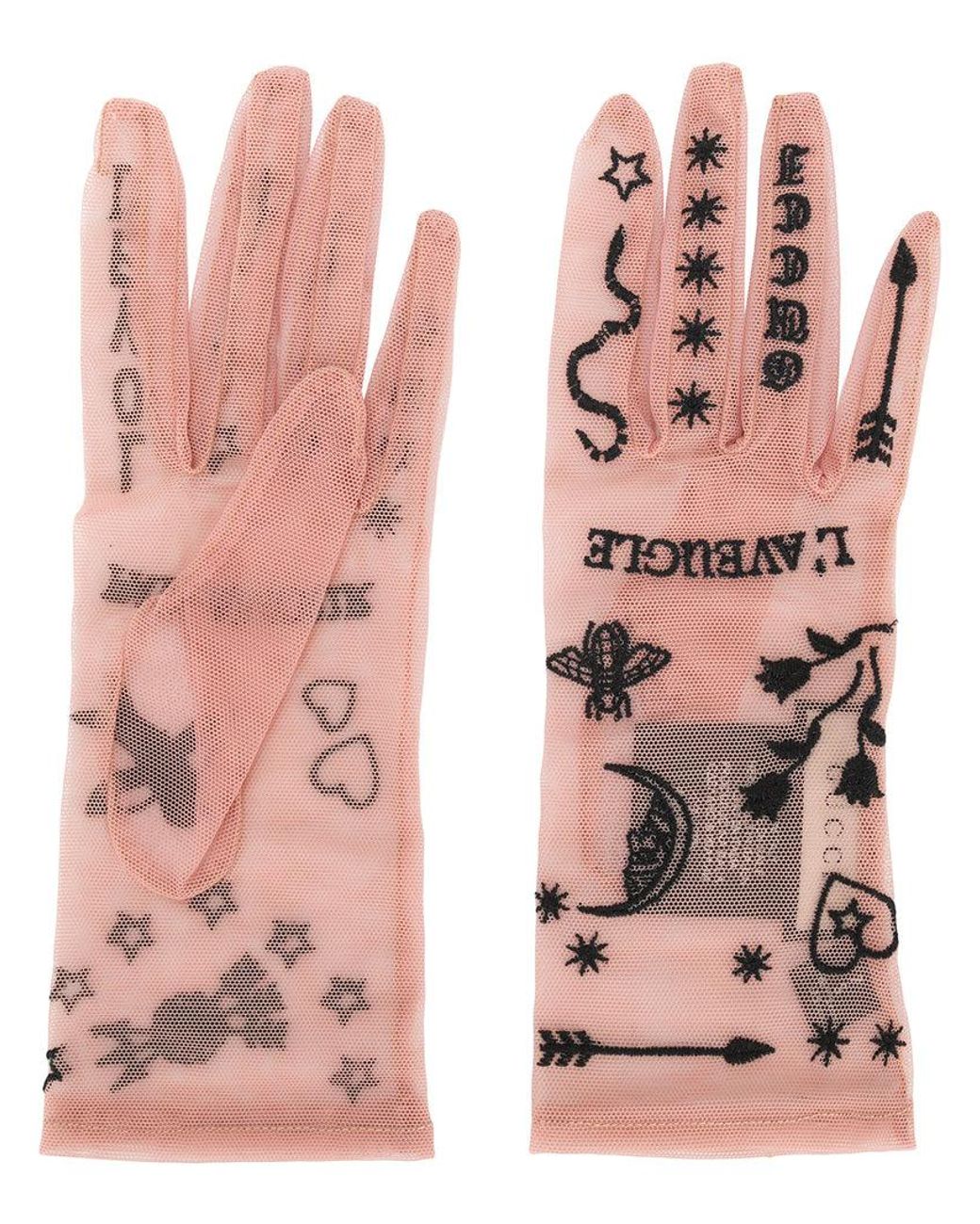 Gucci Tulle Gloves With Symbols Embroidery in Pink | Lyst