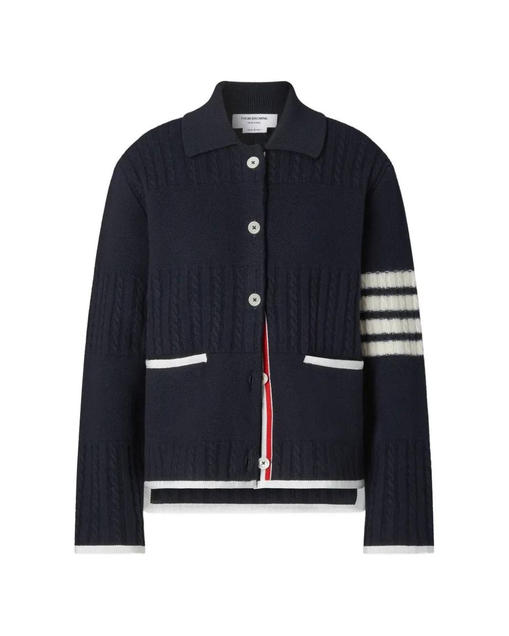 Thom Browne Blue Merino-Wool 4-Bar Rugby Milano-Stitch Cardigan