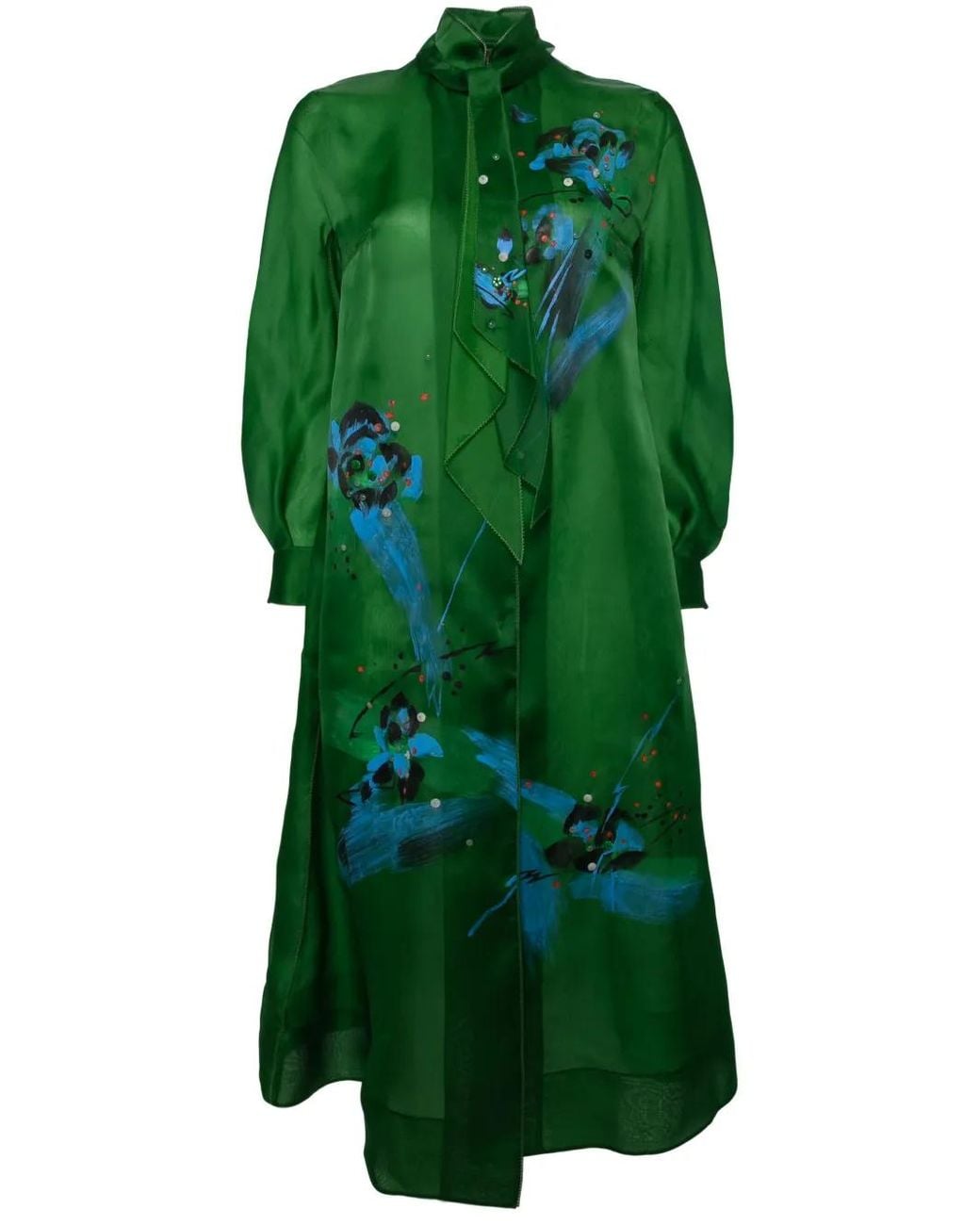 Shiatzy Chen Green Libre Collection Embroidered Dress