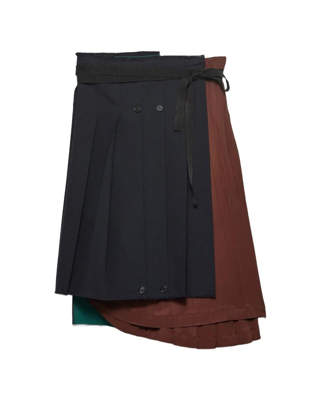 Prada Black Pleated Wrap Skirt