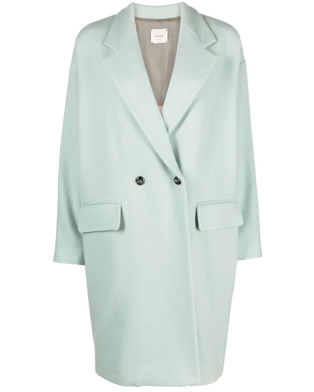 Alysi Blue Double-Breasted Buttoned Wool Coat