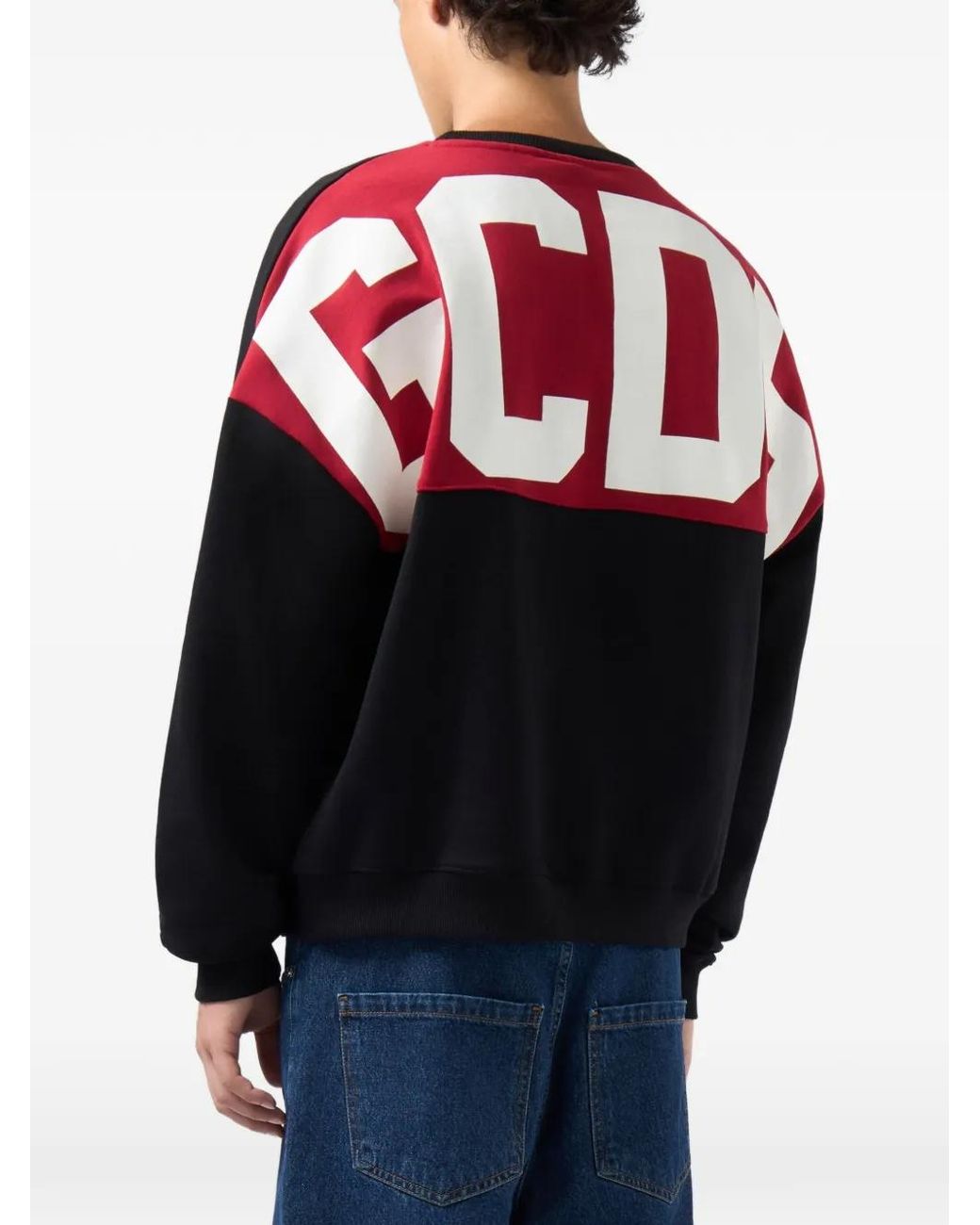 Gcds Black Logo-Print Panelled Sweatshirt for men
