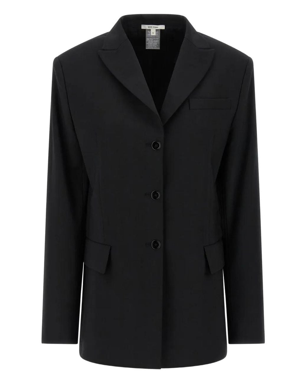 Nensi Dojaka Black Peak-Lapel Tie-Detail Blazer