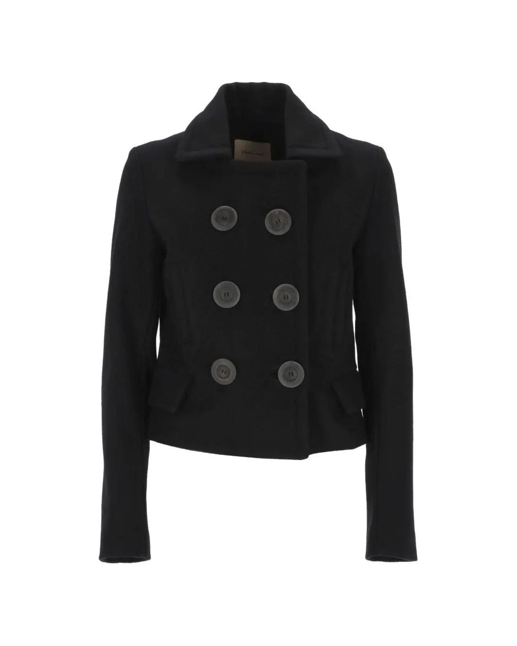 Paloma Wool Black Gola Double-Breasted Wool-Blend Coat